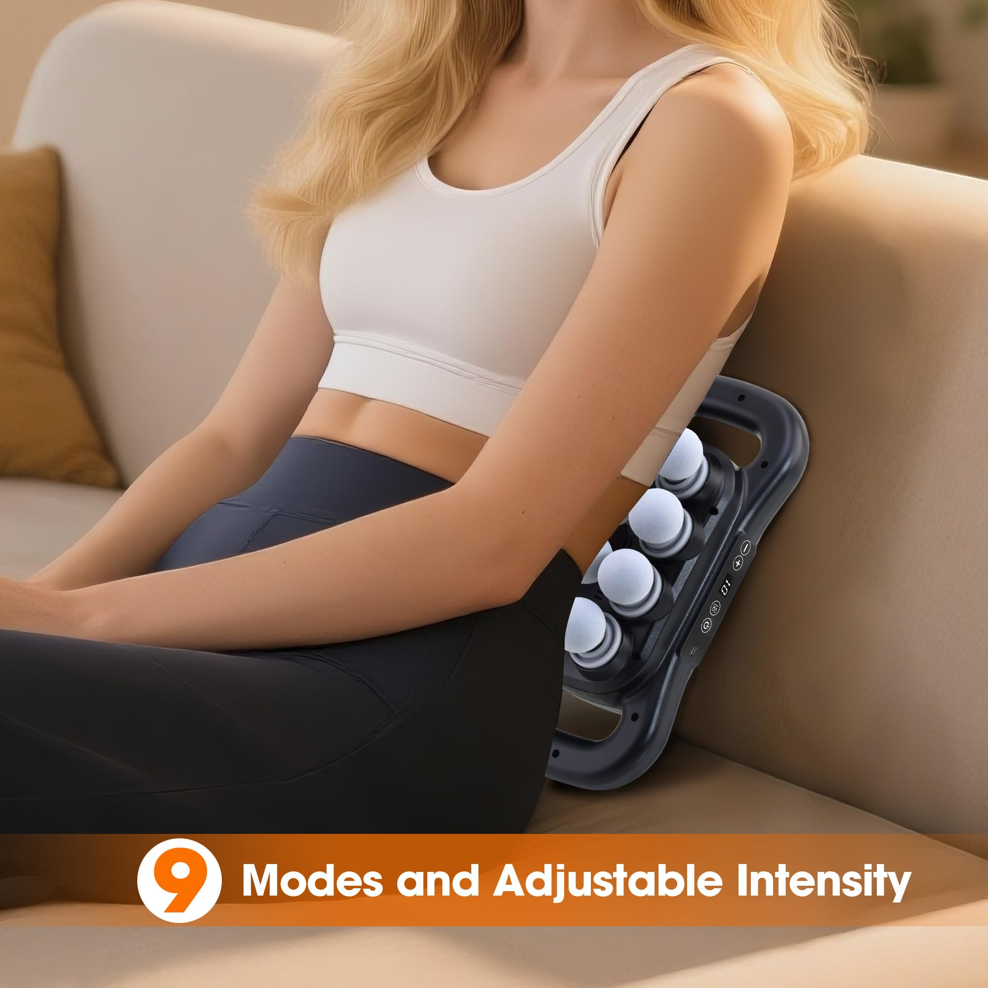 GAXEZO control panel shows 9 styles for customizable massage.