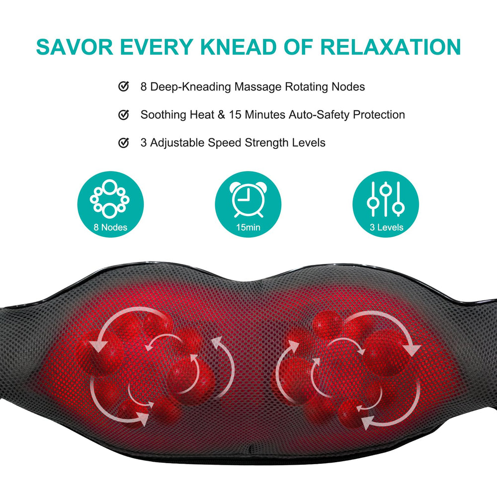 Close-up of GAXEZO deep kneading nodes targeting neck and upper back tension