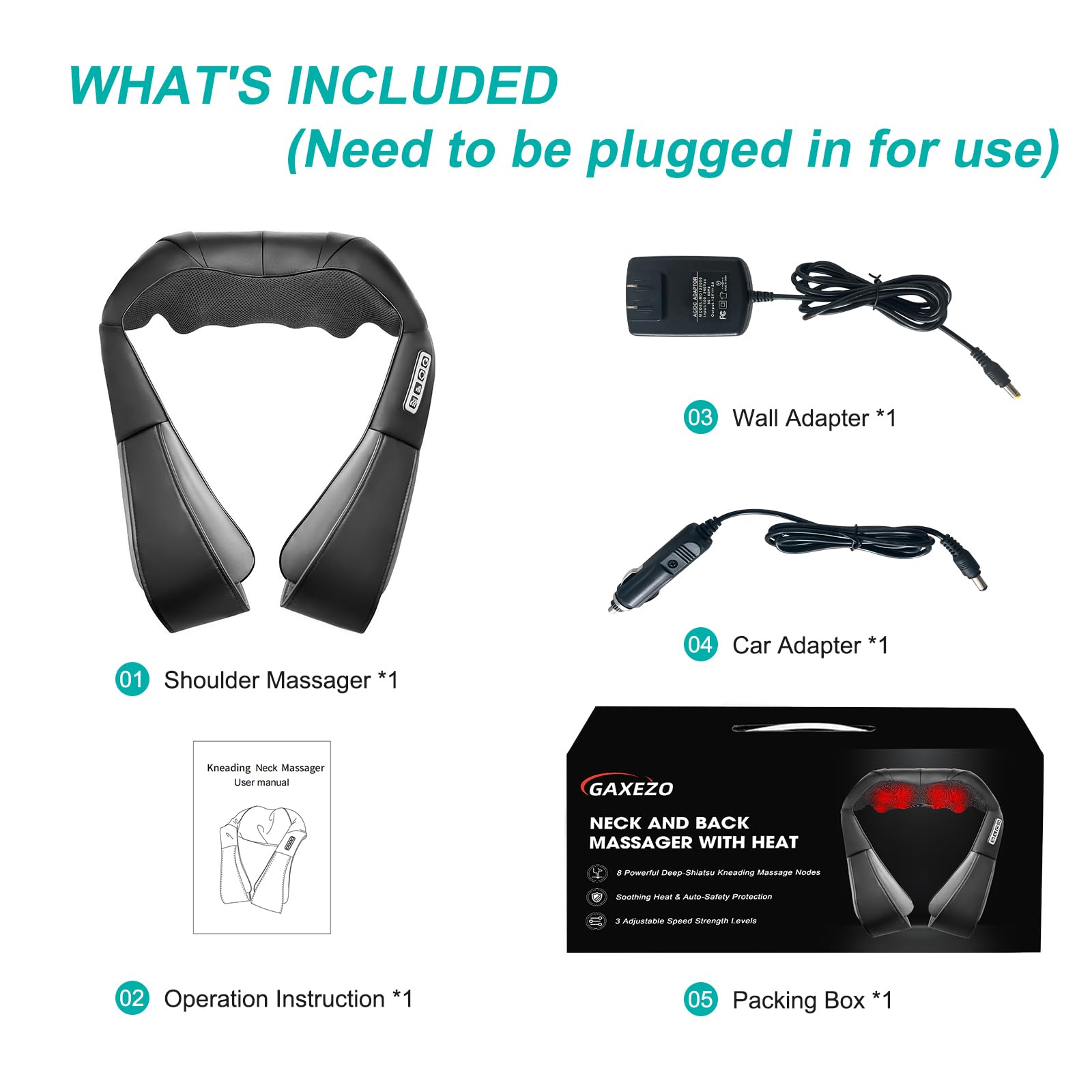 Extended handle straps on GAXEZO massager for easy positioning