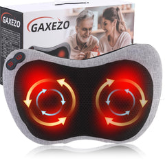 GAXEZO massage pillow with deep-kneading nodes for neck and back relief.
