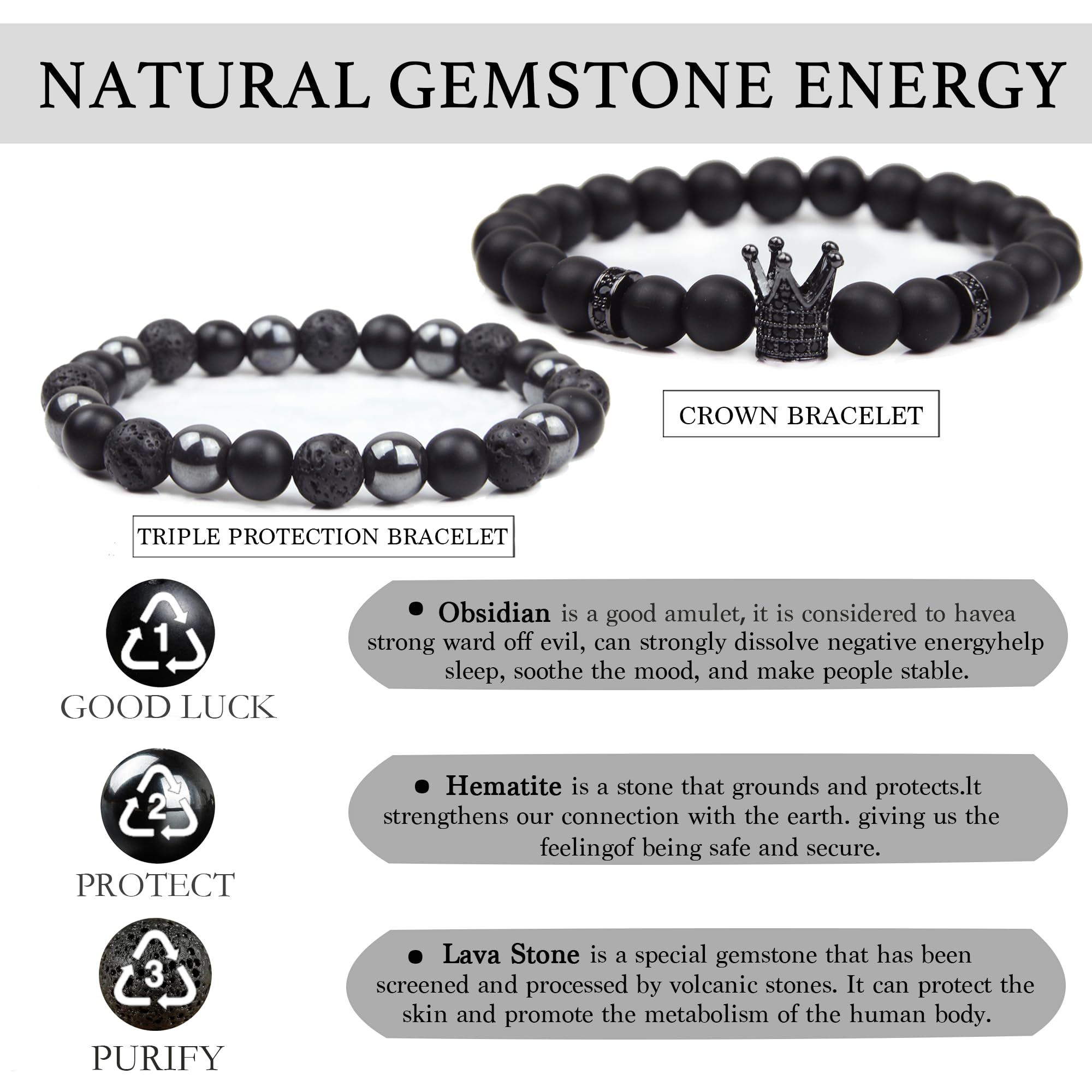 GDLKPYHS black onyx and hematite beads offer grounding and protective aesthetic