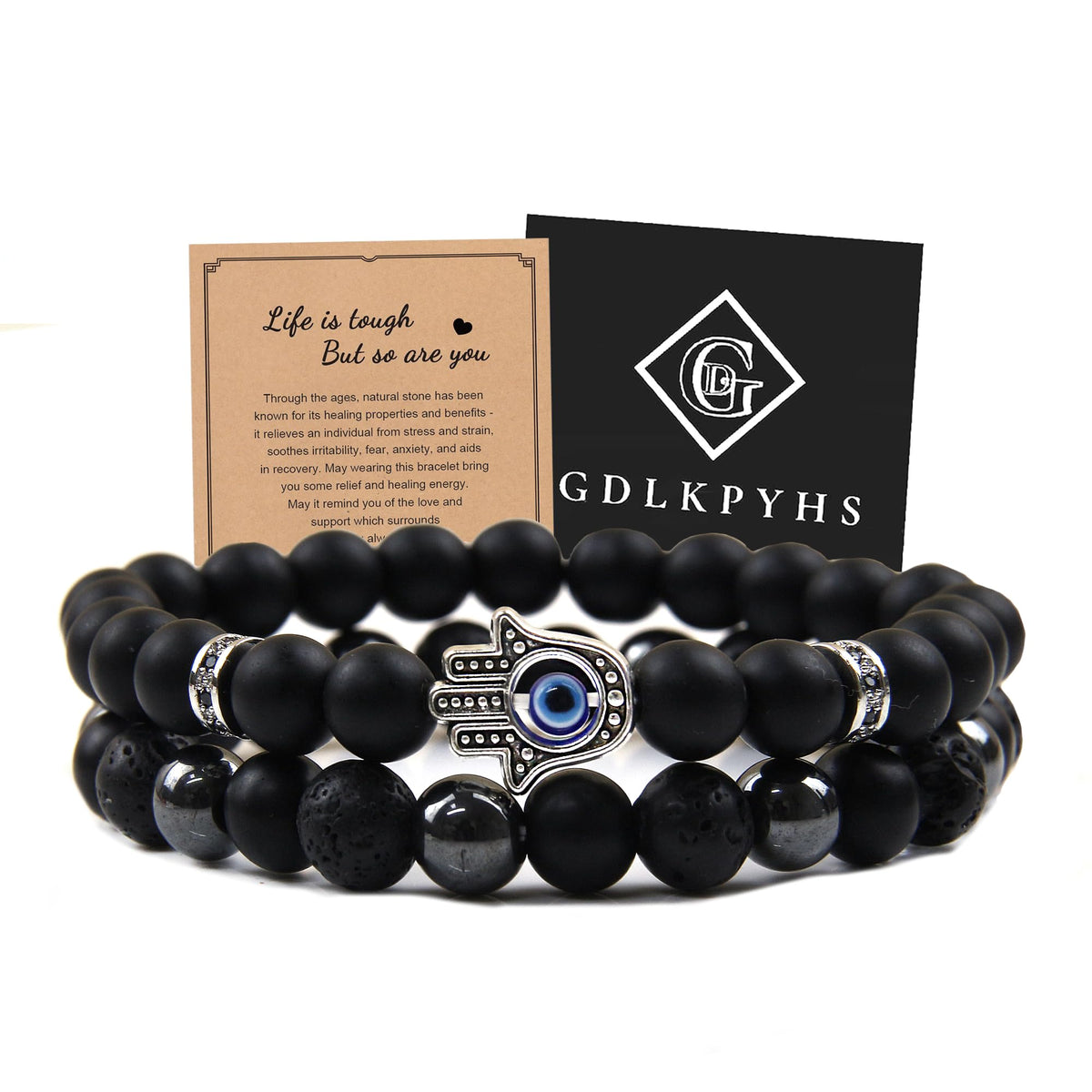 GDLKPYHS black onyx beads closeup for protective styling and calm.