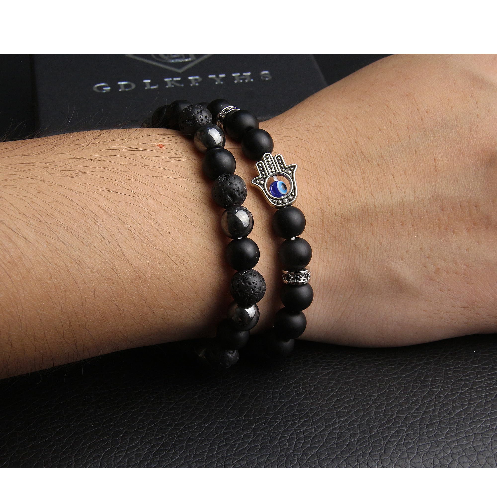 GDLKPYHS hematite beads view highlighting grounding energy for daily wear.