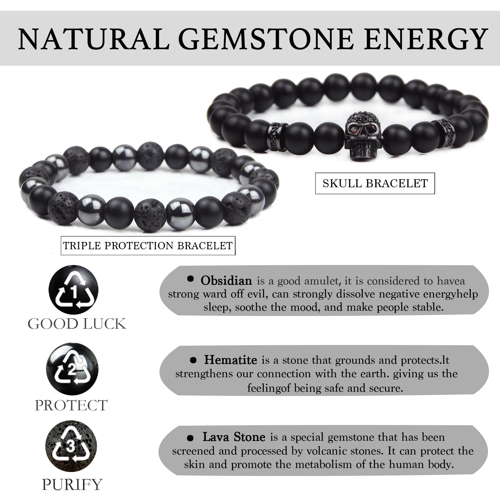 GDLKPYHS Men's bracelet with skull detail suitable for casual and formal looks.