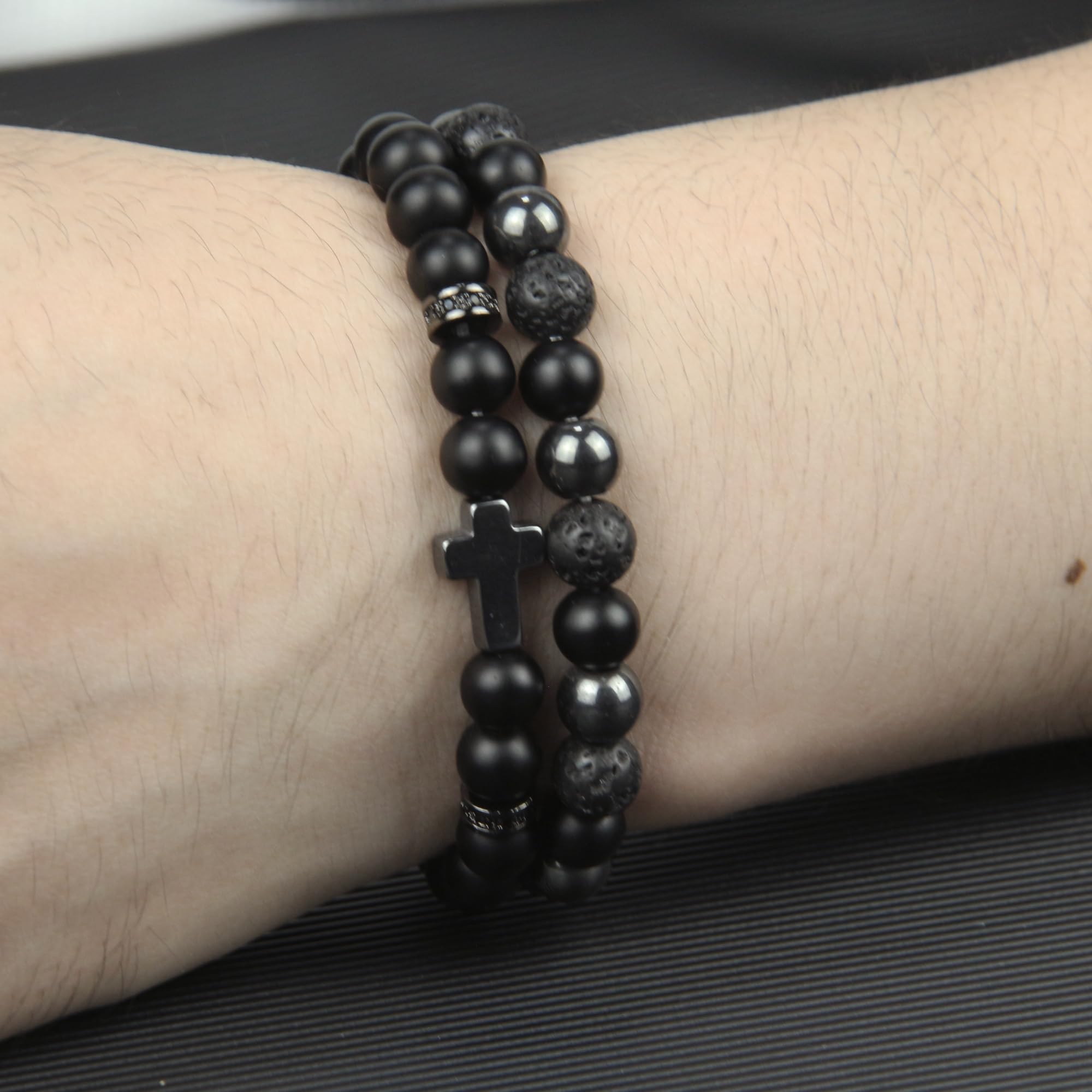 GDLKPYHS triple protection bracelet close-up showing gemstone energy