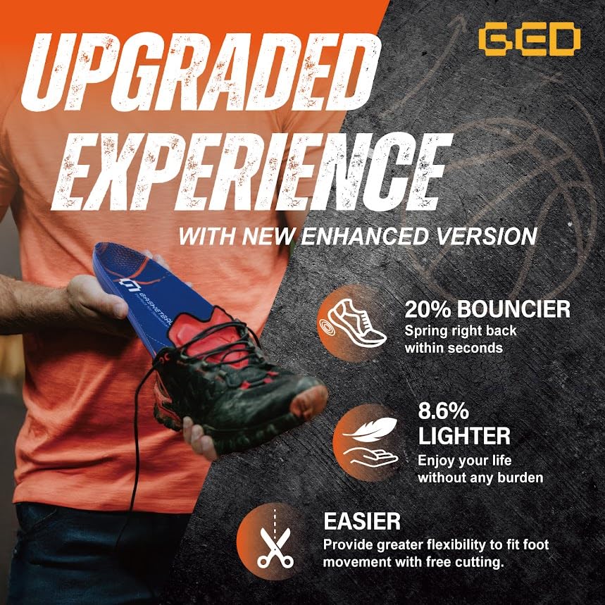 GED basketball insole with arch support for steadier footing during moves