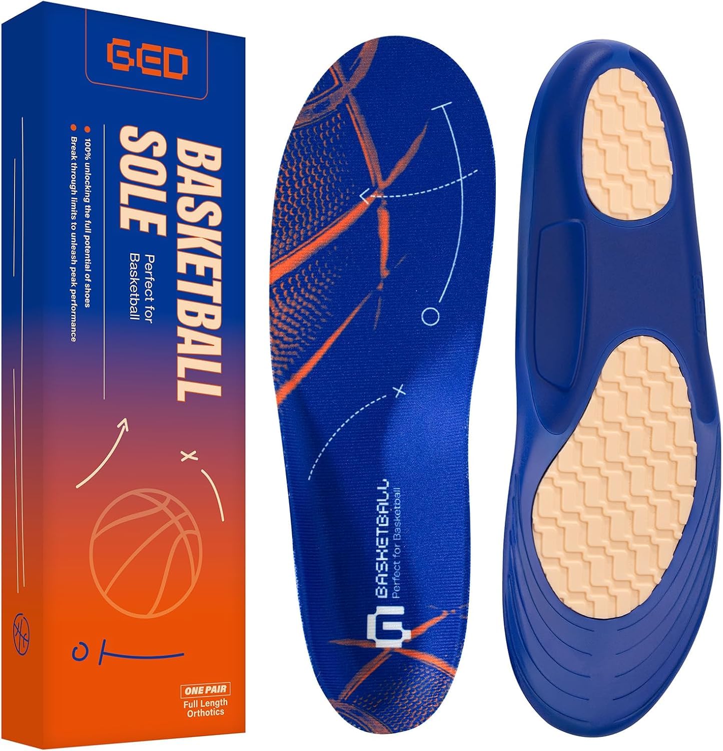 GED basketball insole with lightweight design for agile court movement