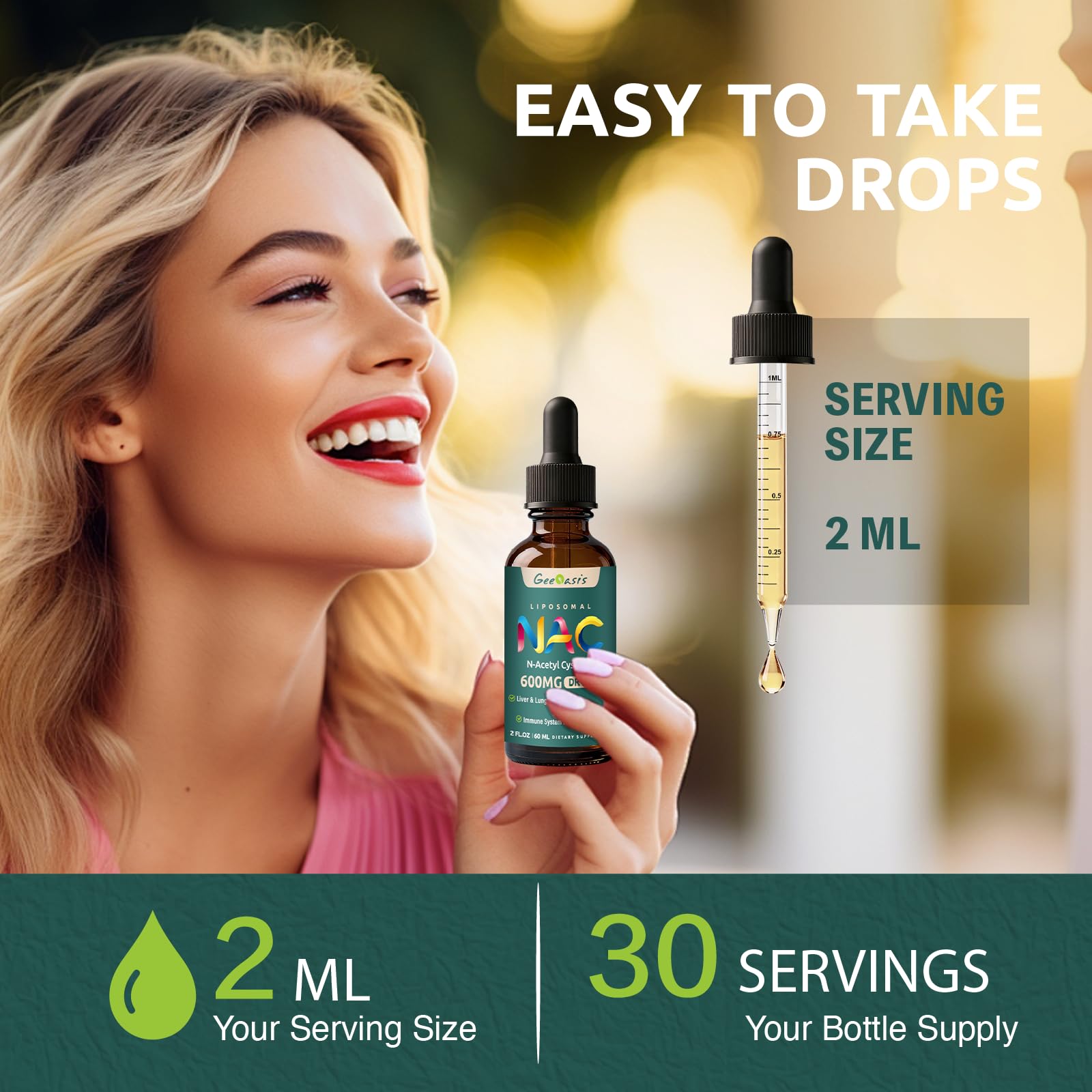 Geeoasis drops added to water for easy consumption.