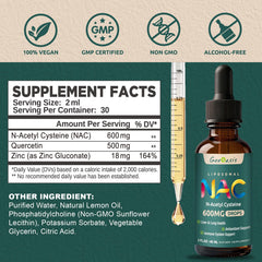 Geeoasis NAC drops dosage for easy measuring.