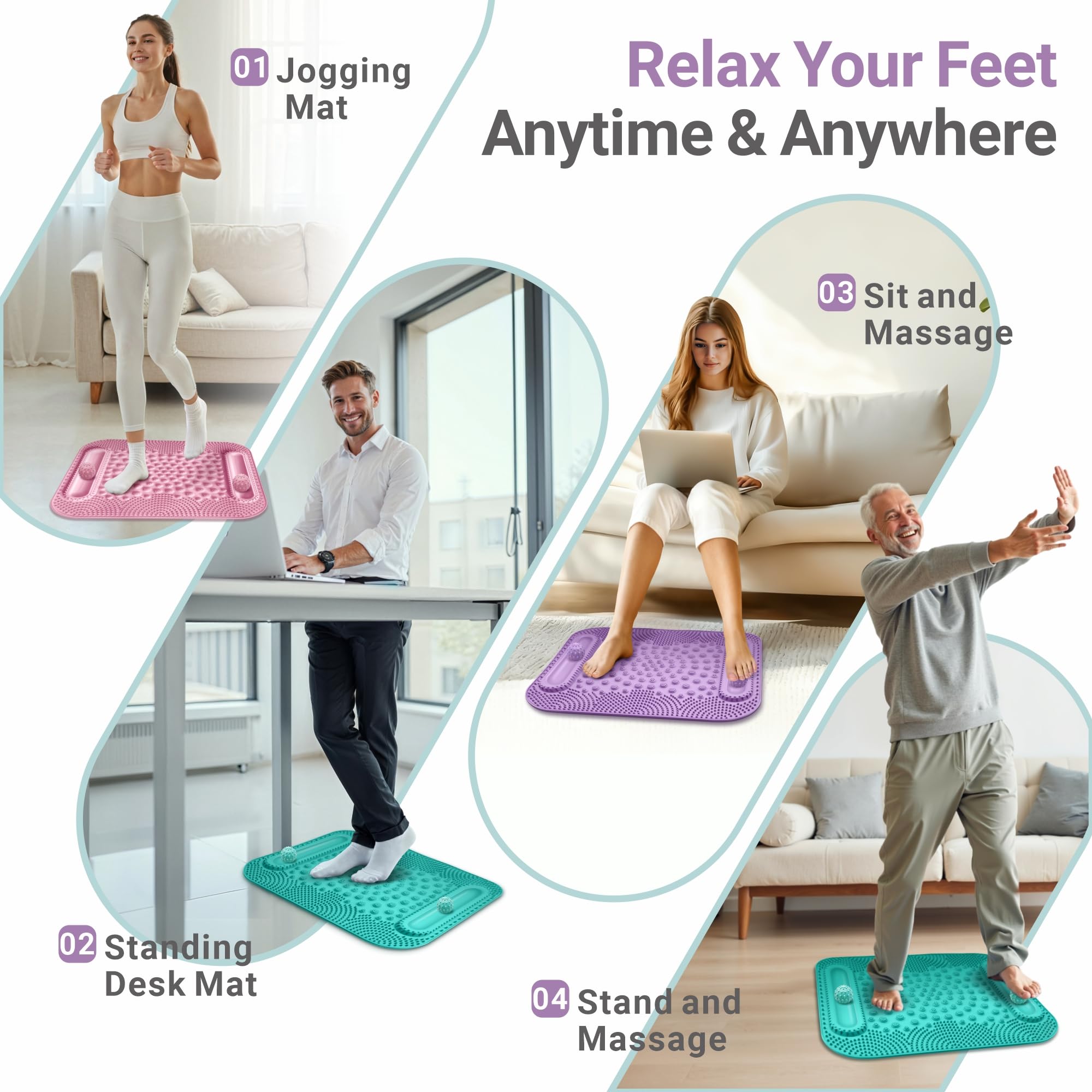 GEENOA foot massager mat with durable TPE material and BPA-free construction