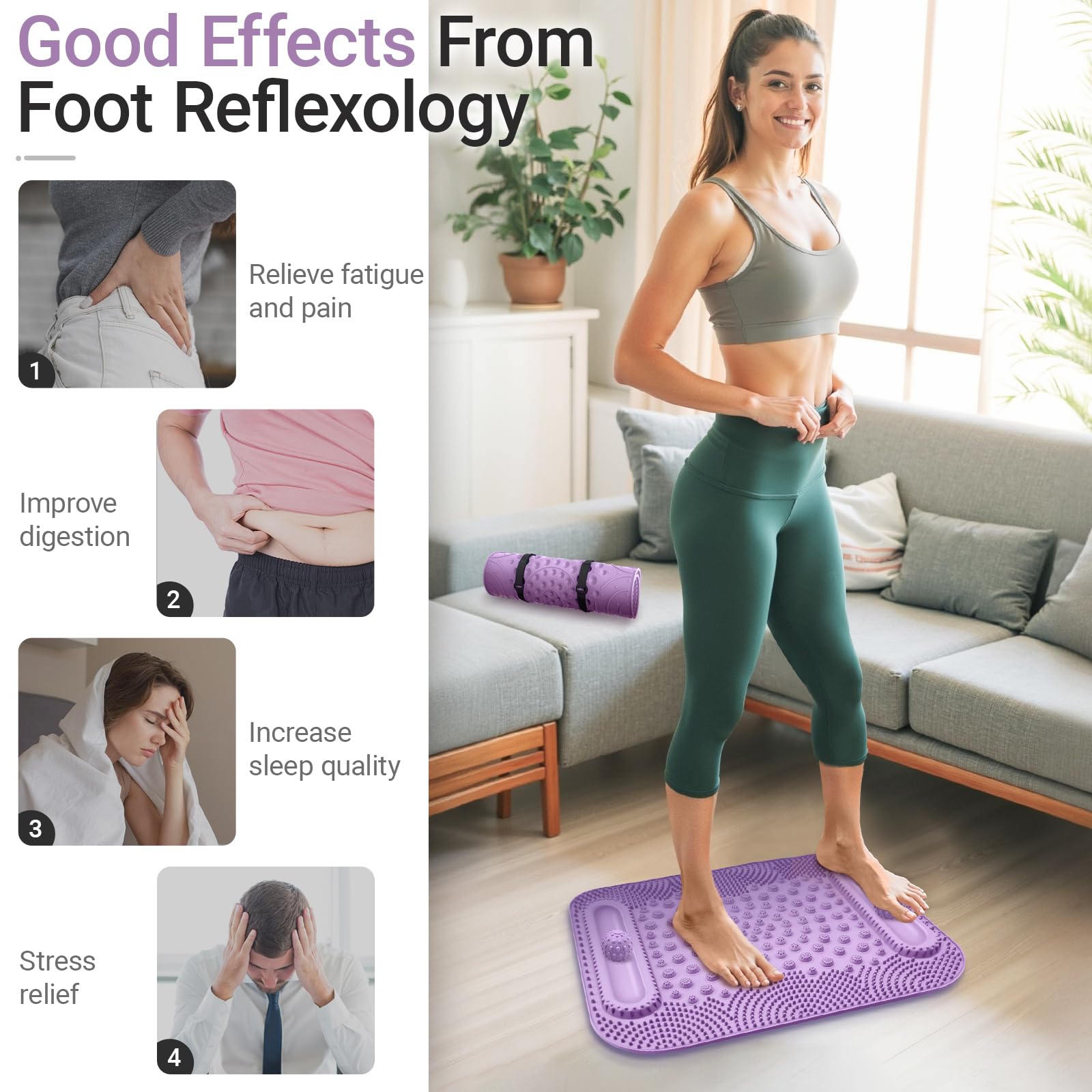 GEENOA non-slip base keeps the massage mat stable during use