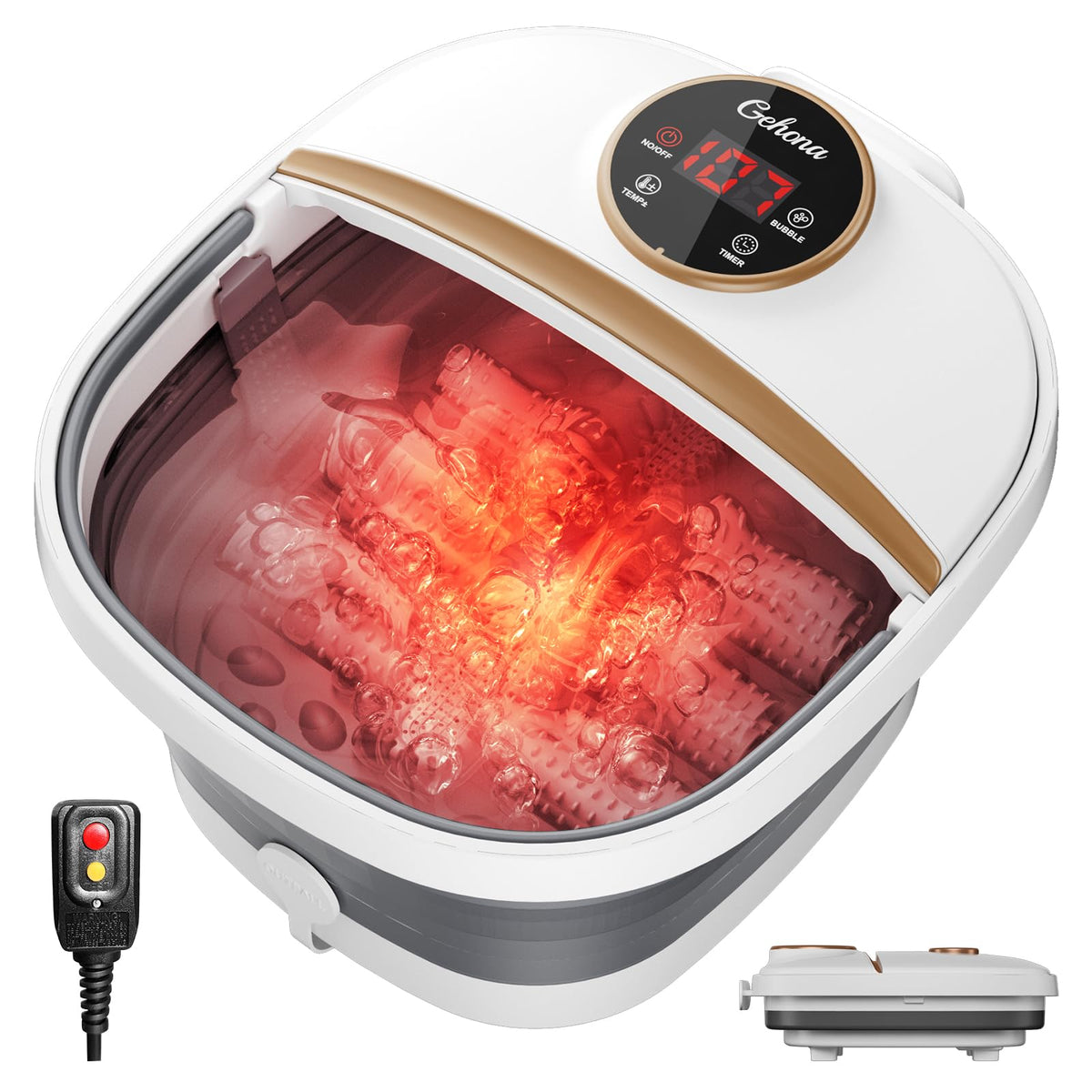 GEHONA collapsible foot spa bath with heat for convenient storage