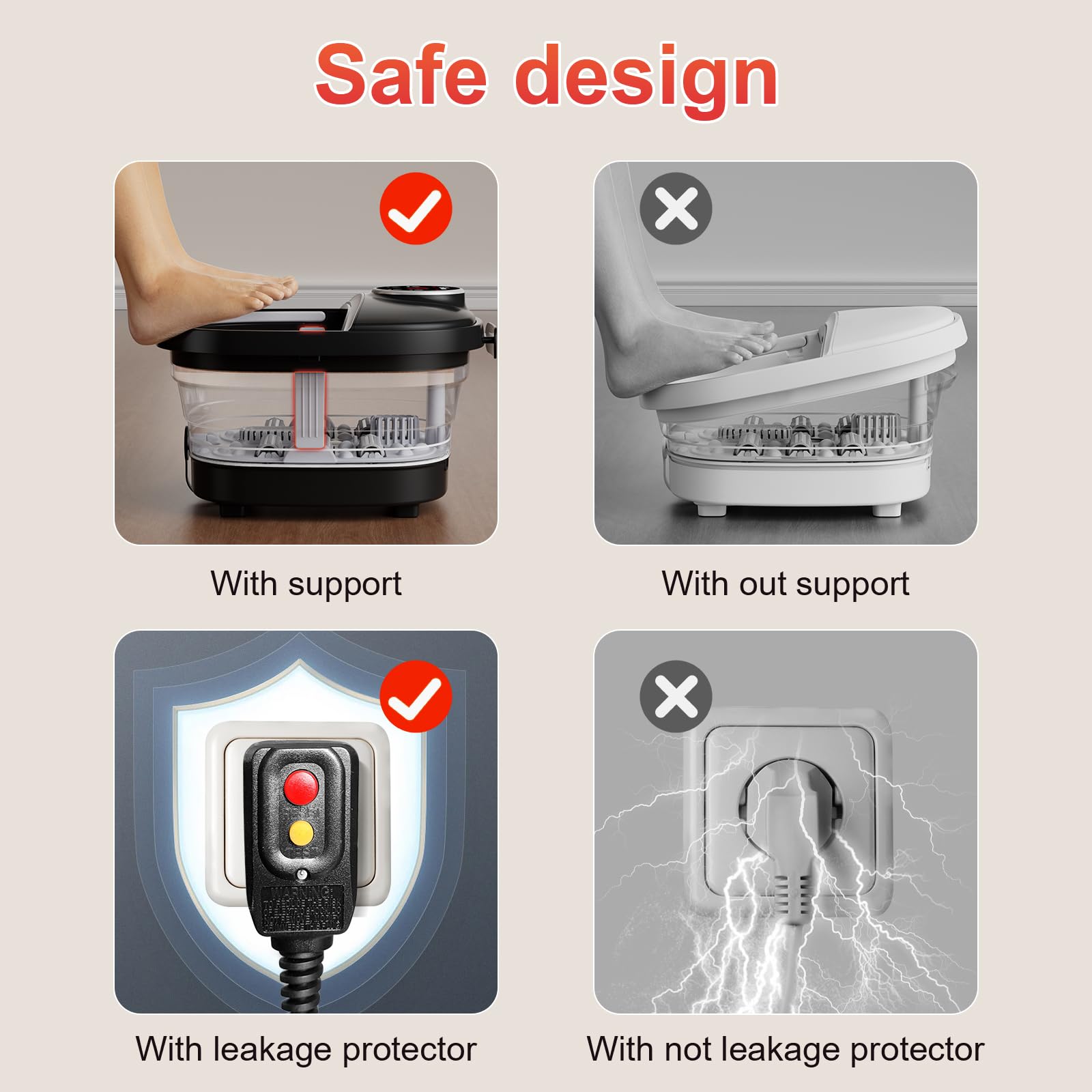 GEHONA foot spa with two side supports for stability.