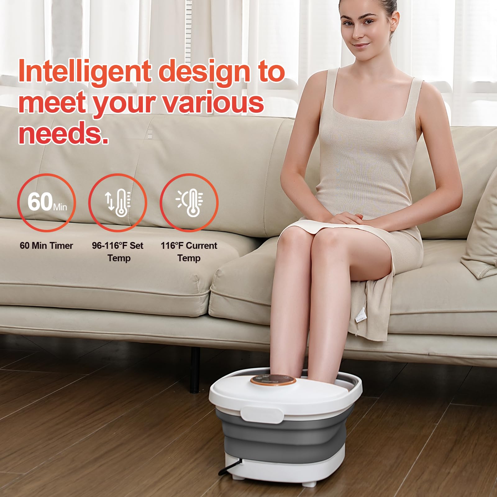 GEHONA bubbles and red light provide soothing foot massage