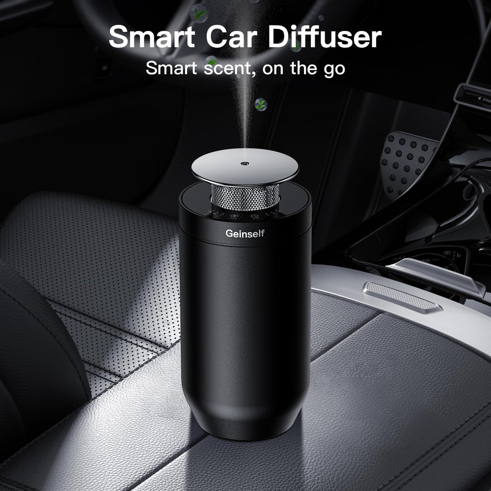 Geinself waterless diffuser smart auto on/off for hands-free aromatherapy on drives.