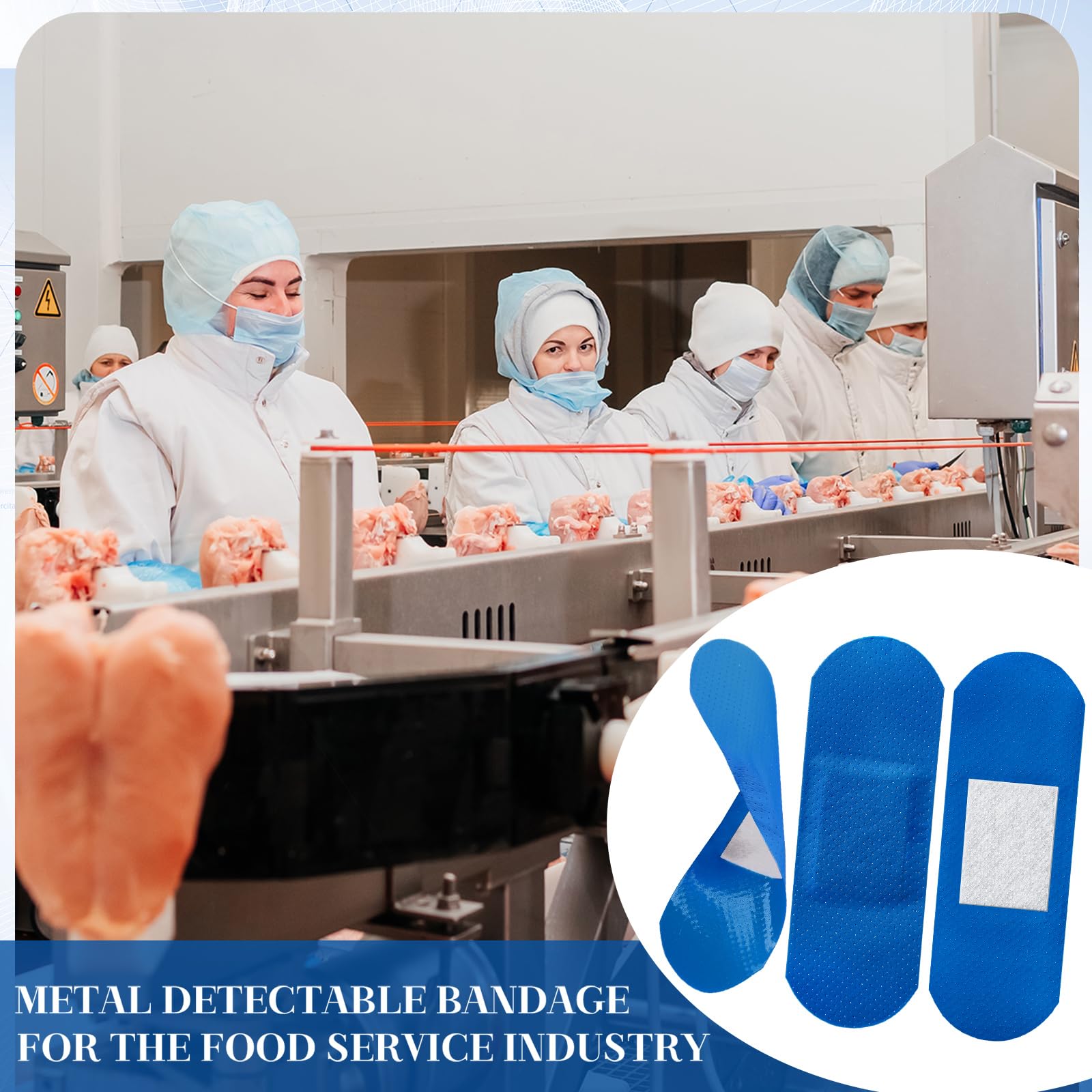 Geiserailie bulk-pack blue bandages ideal for large food-service operations.