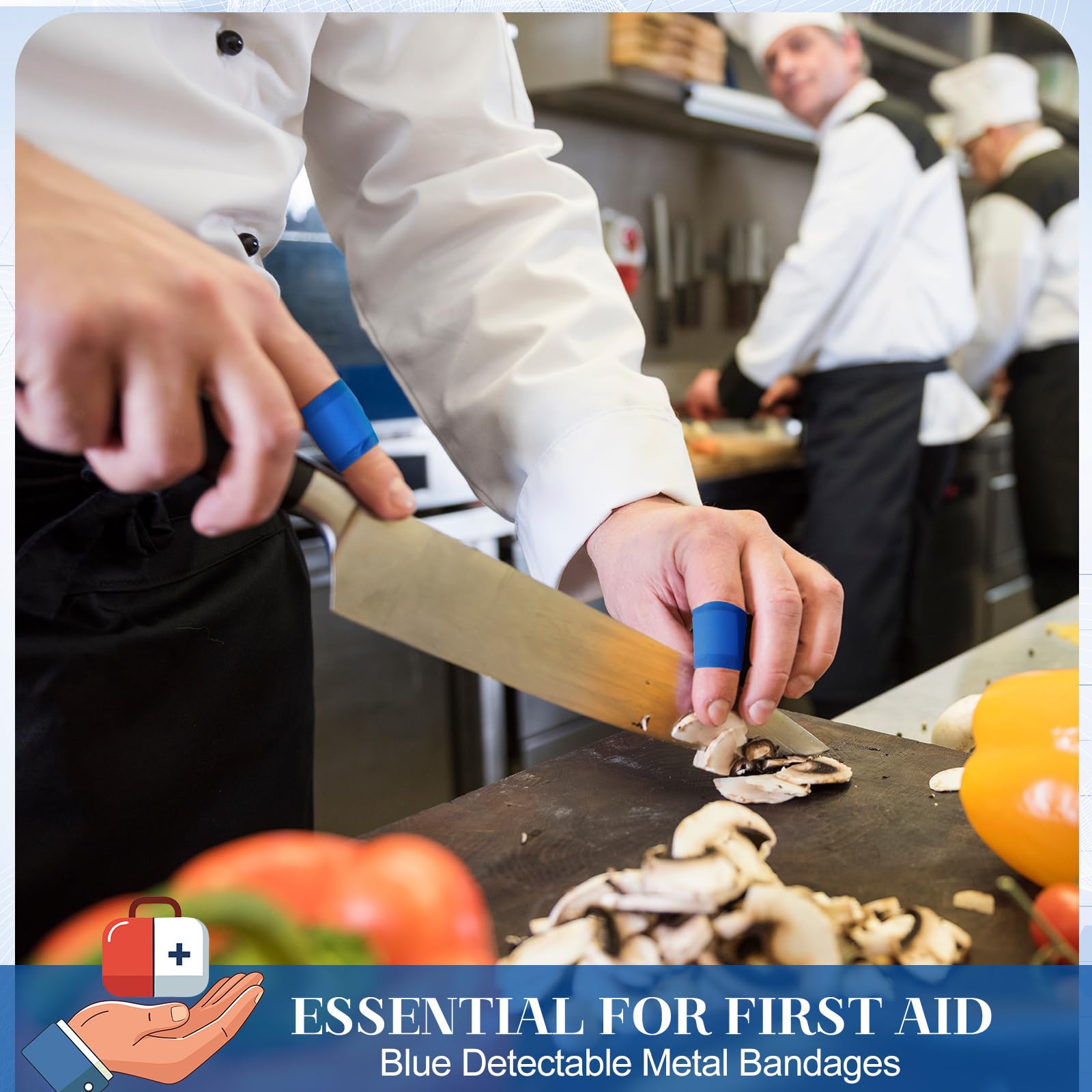 Geiserailie blue bandages are latex-free for sensitive skin.