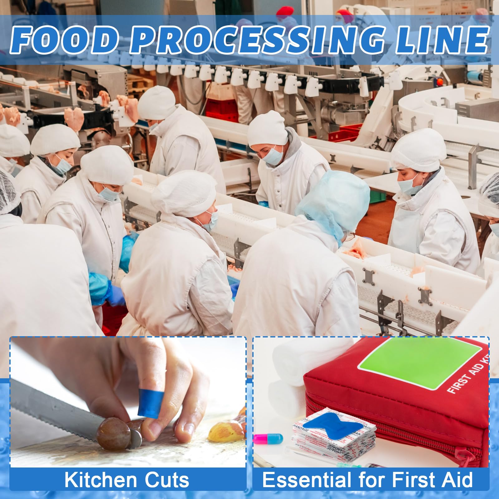 Geiserailie uso en cocina y catering con bandas azul de alta visibilidad