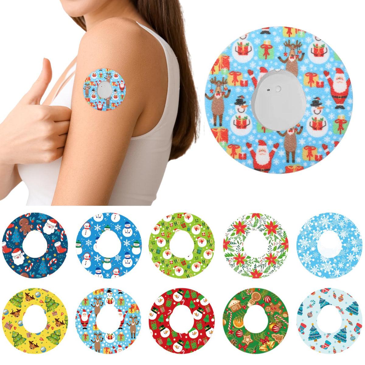 Geiserailie Dexcom G7 Christmas patch ensures secure, sweatproof sensor coverage