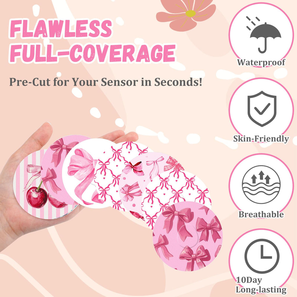 Geiserailie Dexcom G7 patch with flower bow, edge-to-edge coverage for active days