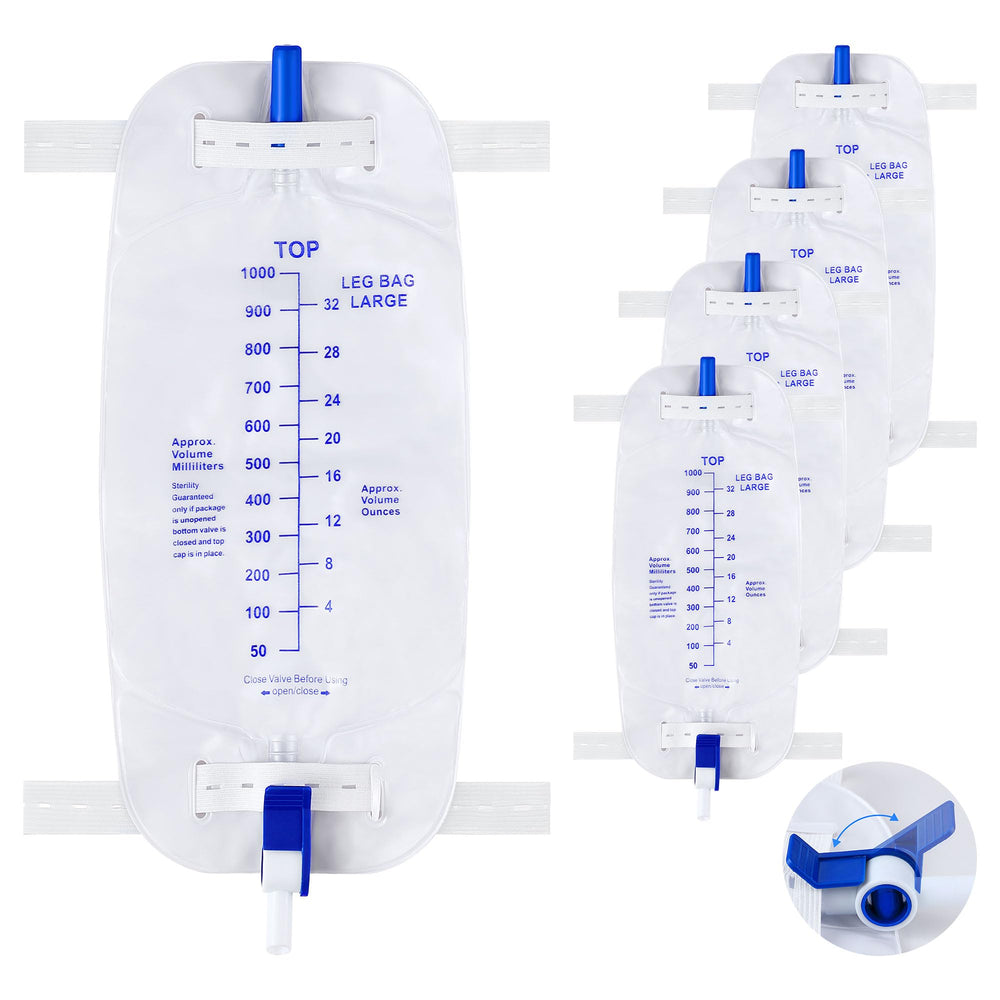Geiserailie leg bag with 1000ml capacity and anti reflux valve for secure daily drainage