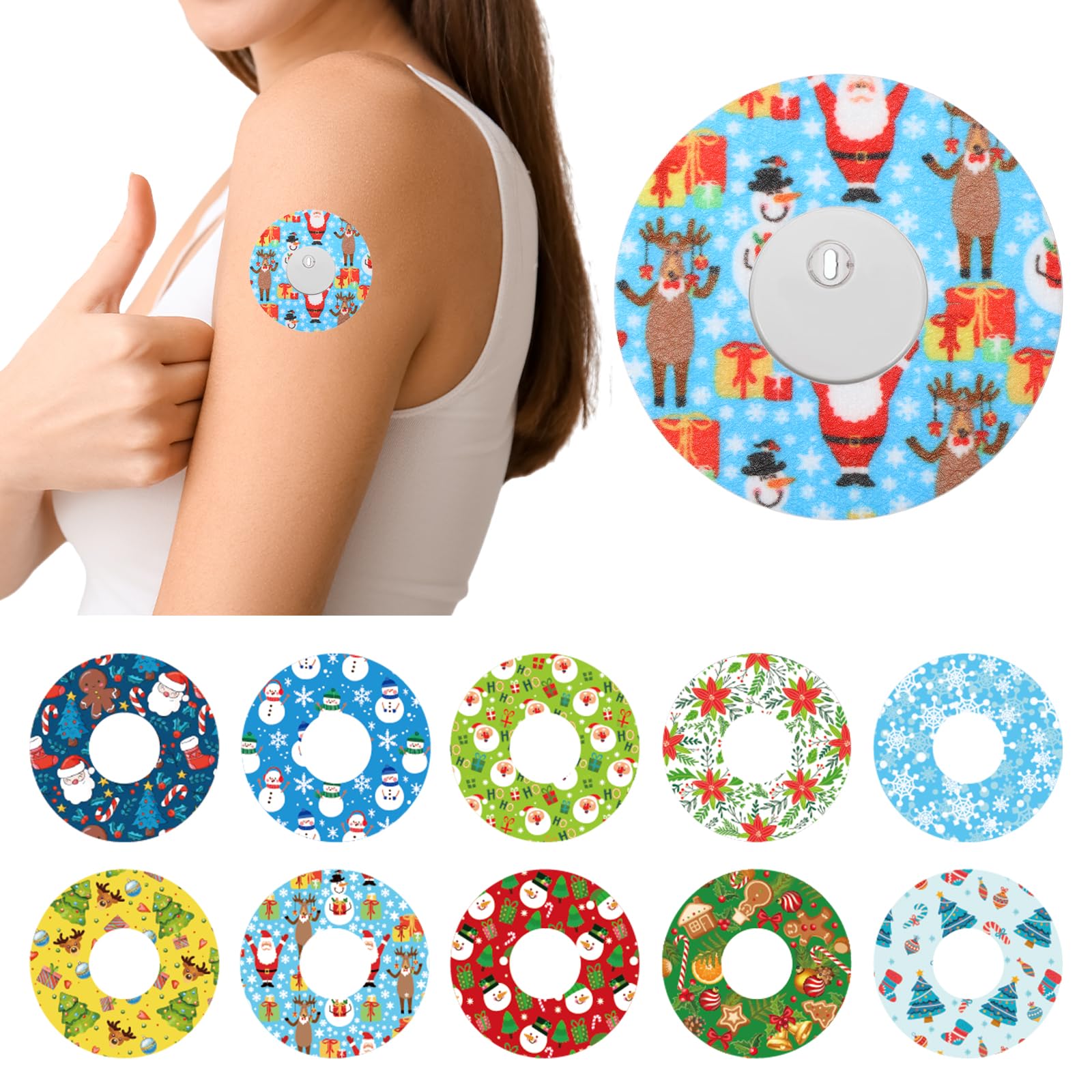 Geiserailie Libre3 Santa design patch for comfortable, holiday-ready CGM wear.
