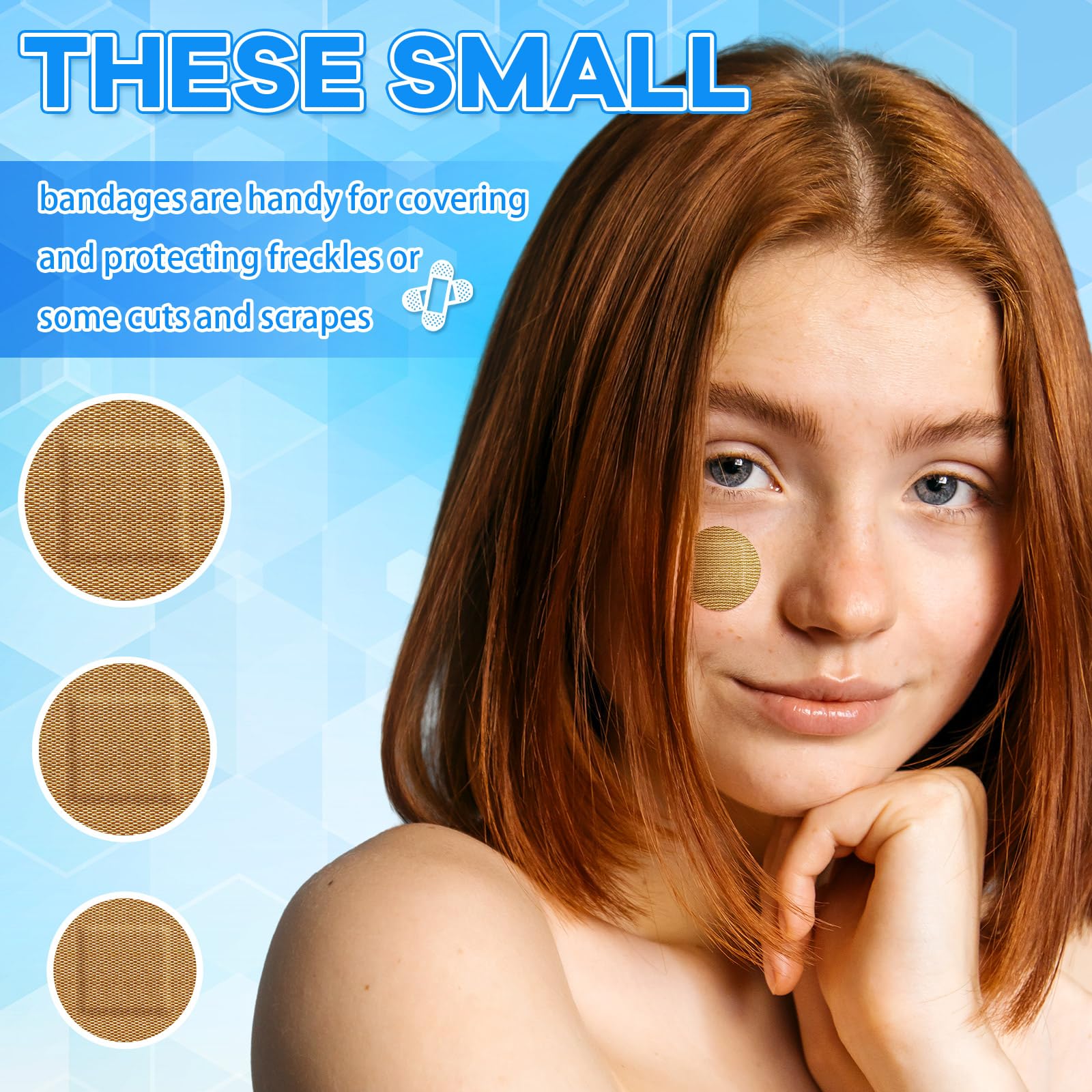 Geiserailie oval bandage 1x1.25inch blends with facial contours.