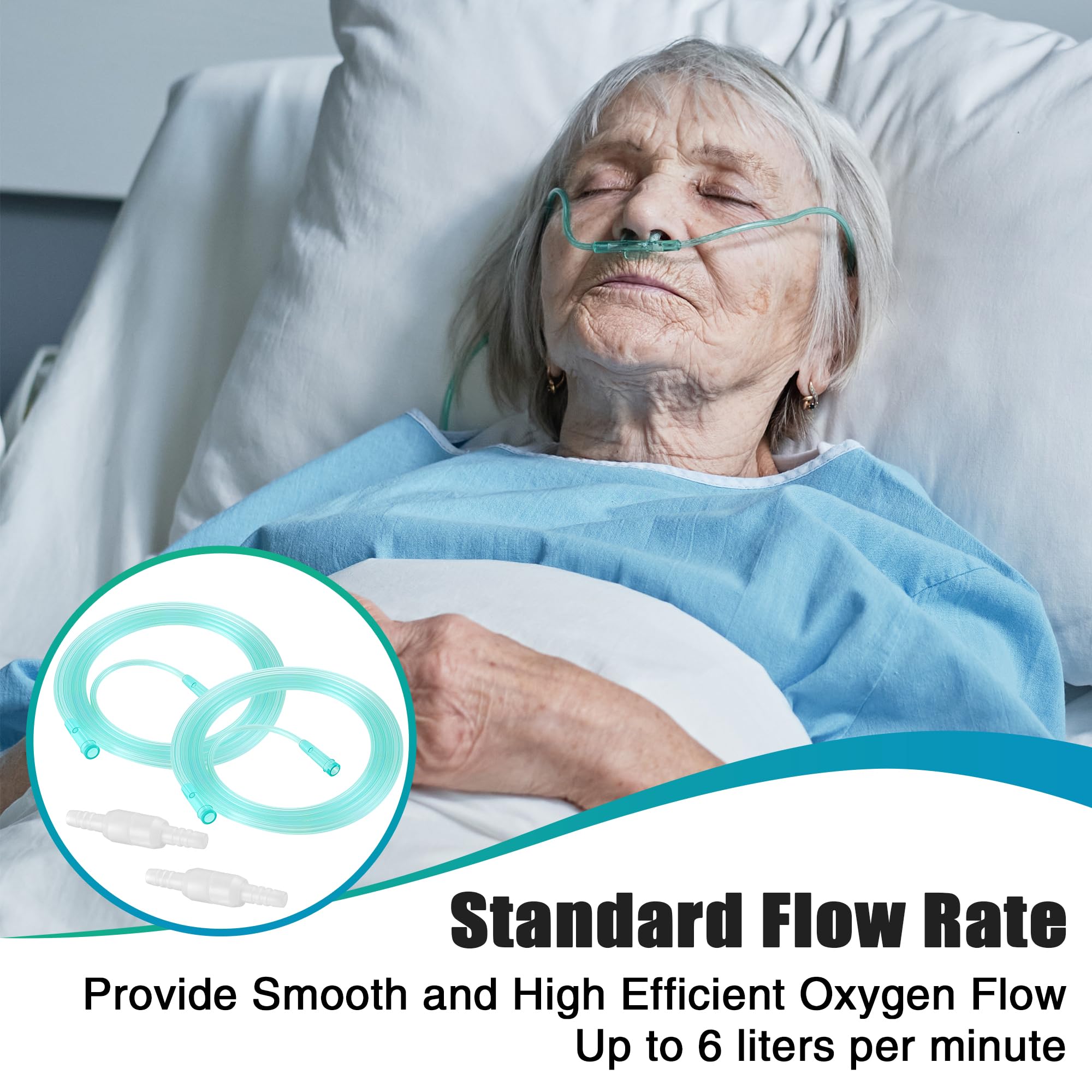 Geiserailie tubing in use with nasal cannula for home care and travel
