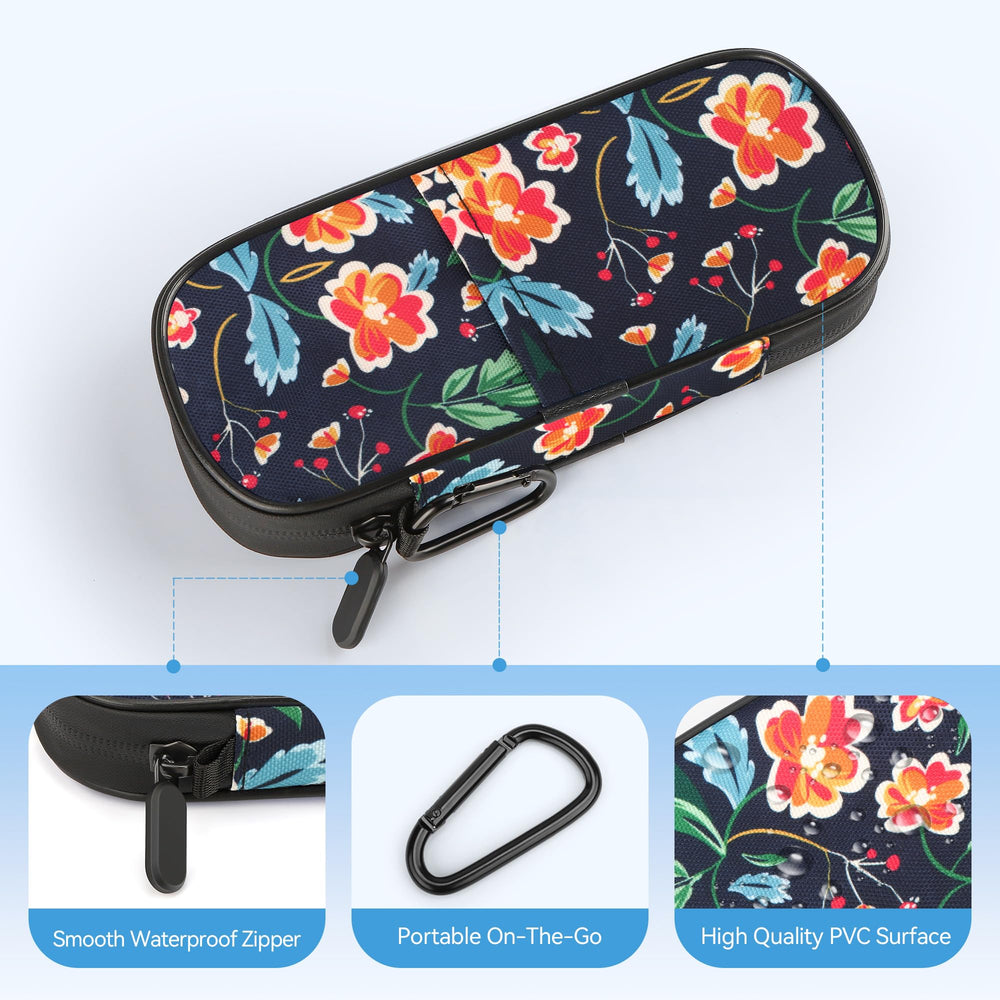 Gelozid diabetic supplies organizer with elastic loops holds vials securely.