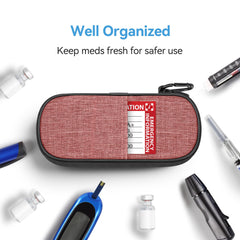 Gelozid estuche insulina rosa, interior: organización para viales y suministros.