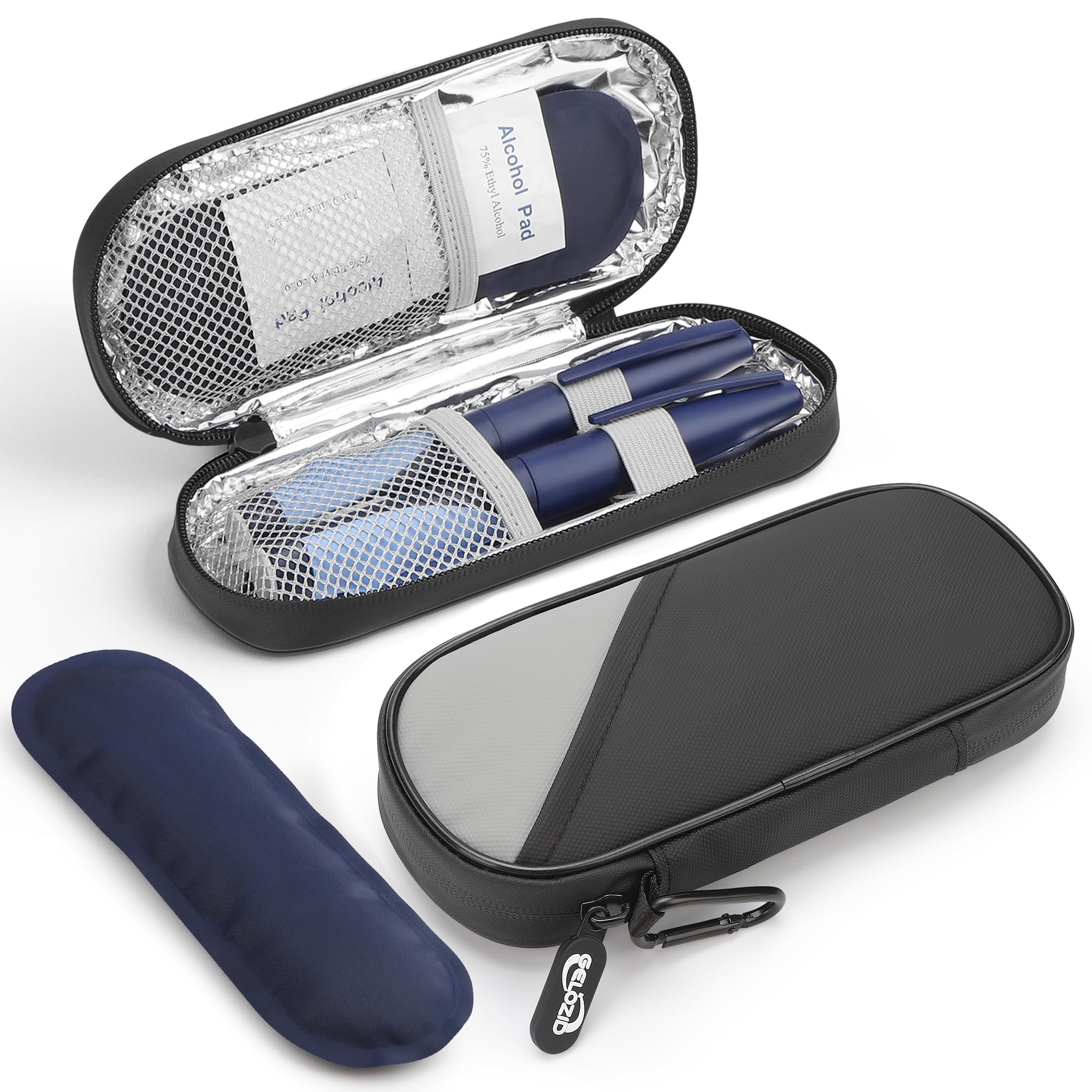 Gelozid insulin travel case front view showing compact, portable design for daily use.