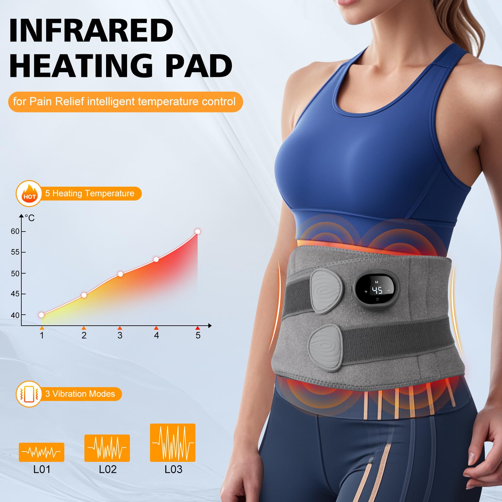 Gelpacks Direct heated back belt worn around the waist for portable heat therapy