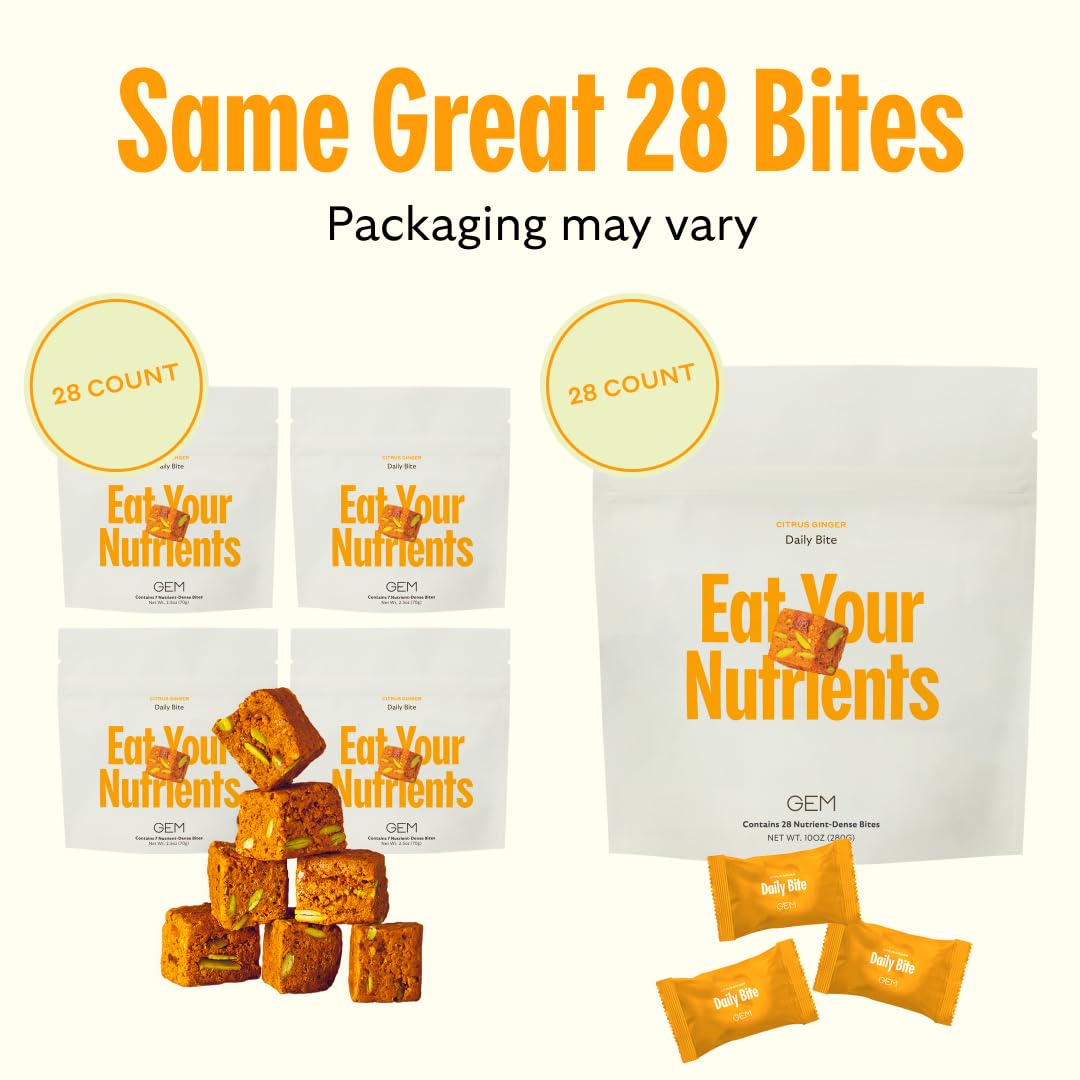 GEM Daily Multivitamin chewy bite close-up shows real-food texture and flavor