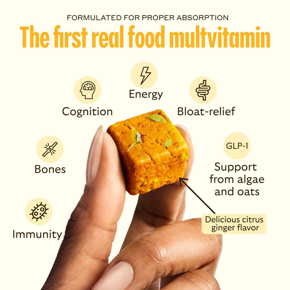GEM Daily Multivitamin nutrition panel close-up lists 20+ vitamins and minerals