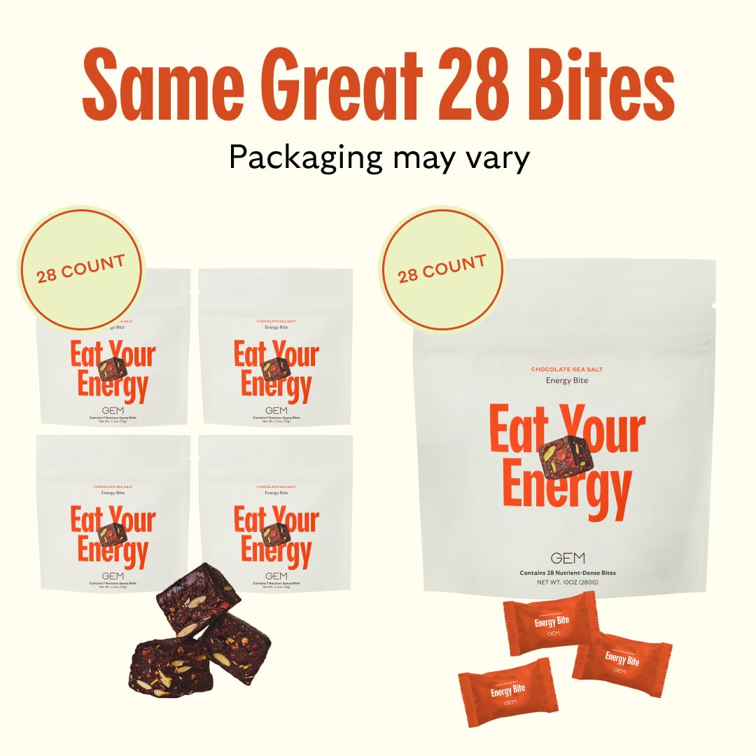Close-up of GEM Energy bite showing chocolate and sea salt texture.