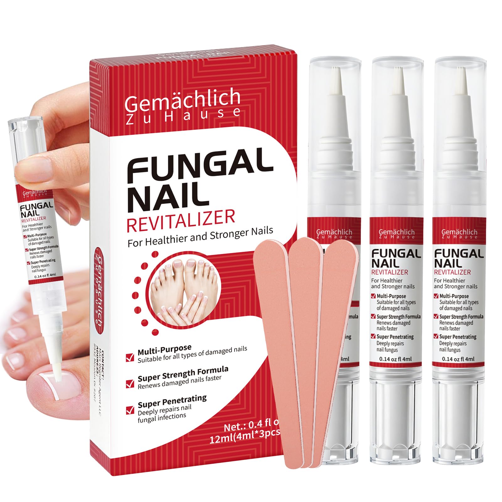 Gemächlich ZuHause Toenail Fungus Pen application close-up for precise at-home use.