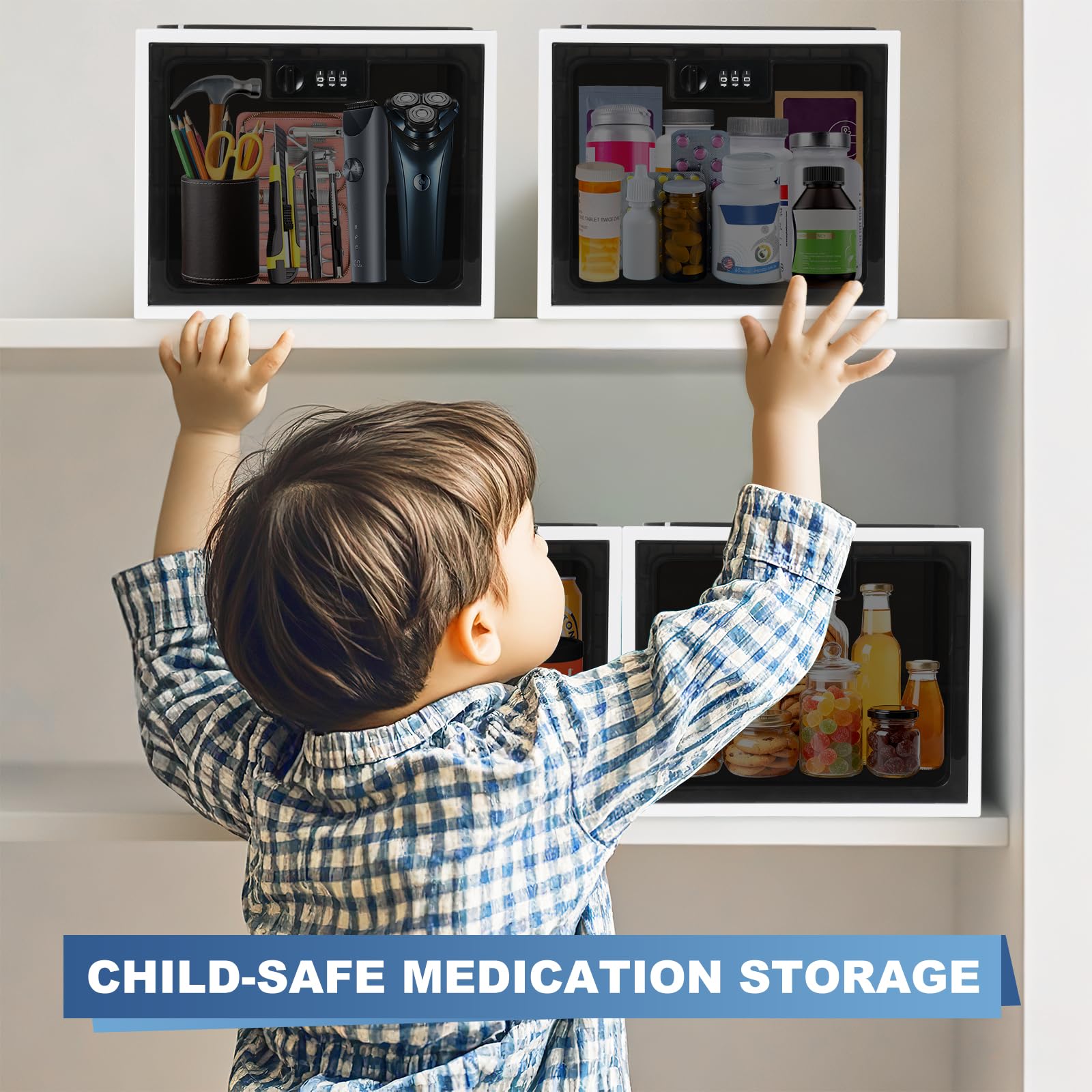 Gemaxvoled lock box in refrigerator showing snack storage use