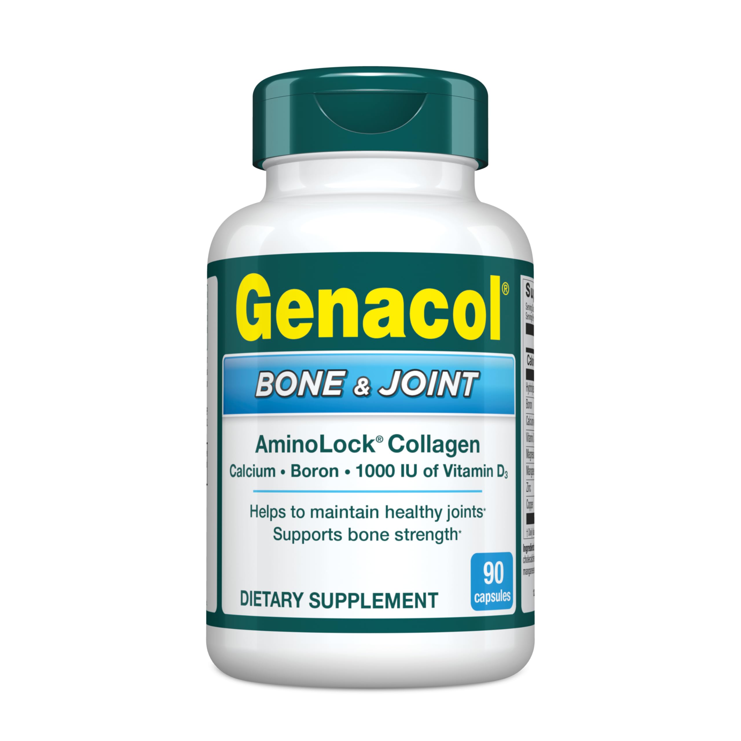 Genacol Bone and Joint bottle on counter supports daily bone and joint wellness.