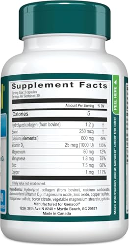 Genacol Bone and Joint capsules closeup highlights collagen support for flexible joints.
