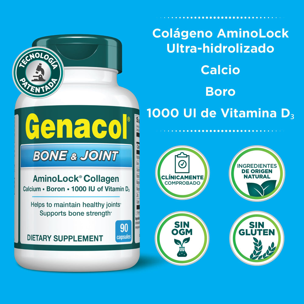 Genacol Bone and Joint front view bottle shown for easy daily use and convenience.