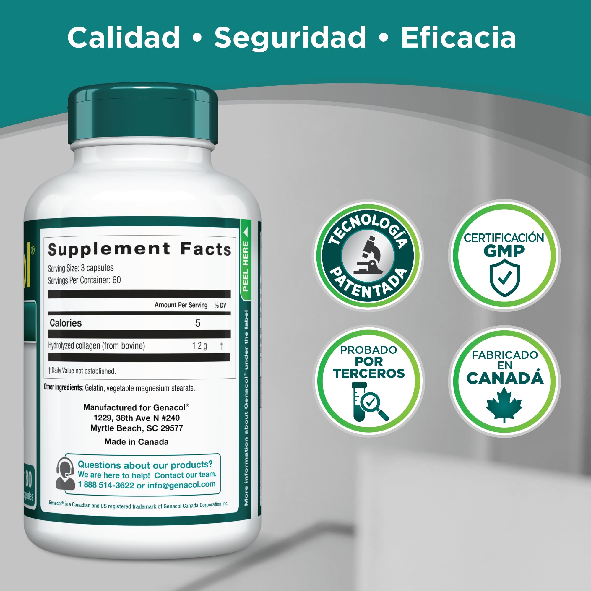 Genacol dosing and storage scene for convenience.