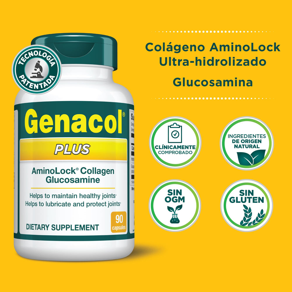 Genacol dispensed capsules on hand illustrate easy daily intake