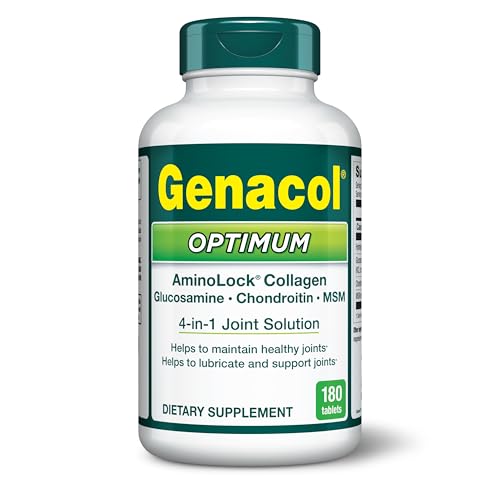 Genacol Optimum tablets closeup shows easy daily intake for active adults.