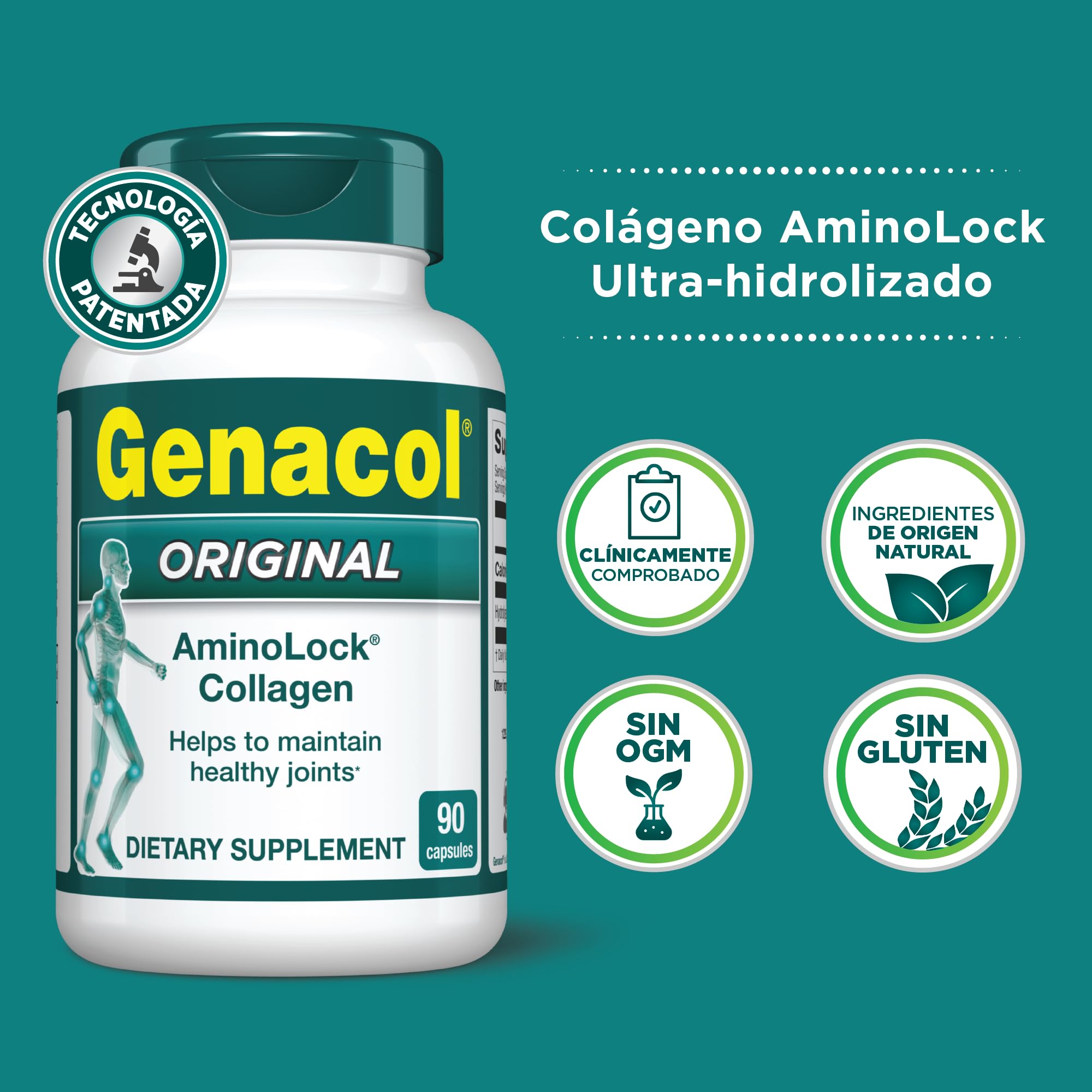Genacol Original non-GMO seal, emphasizing high-quality ingredients