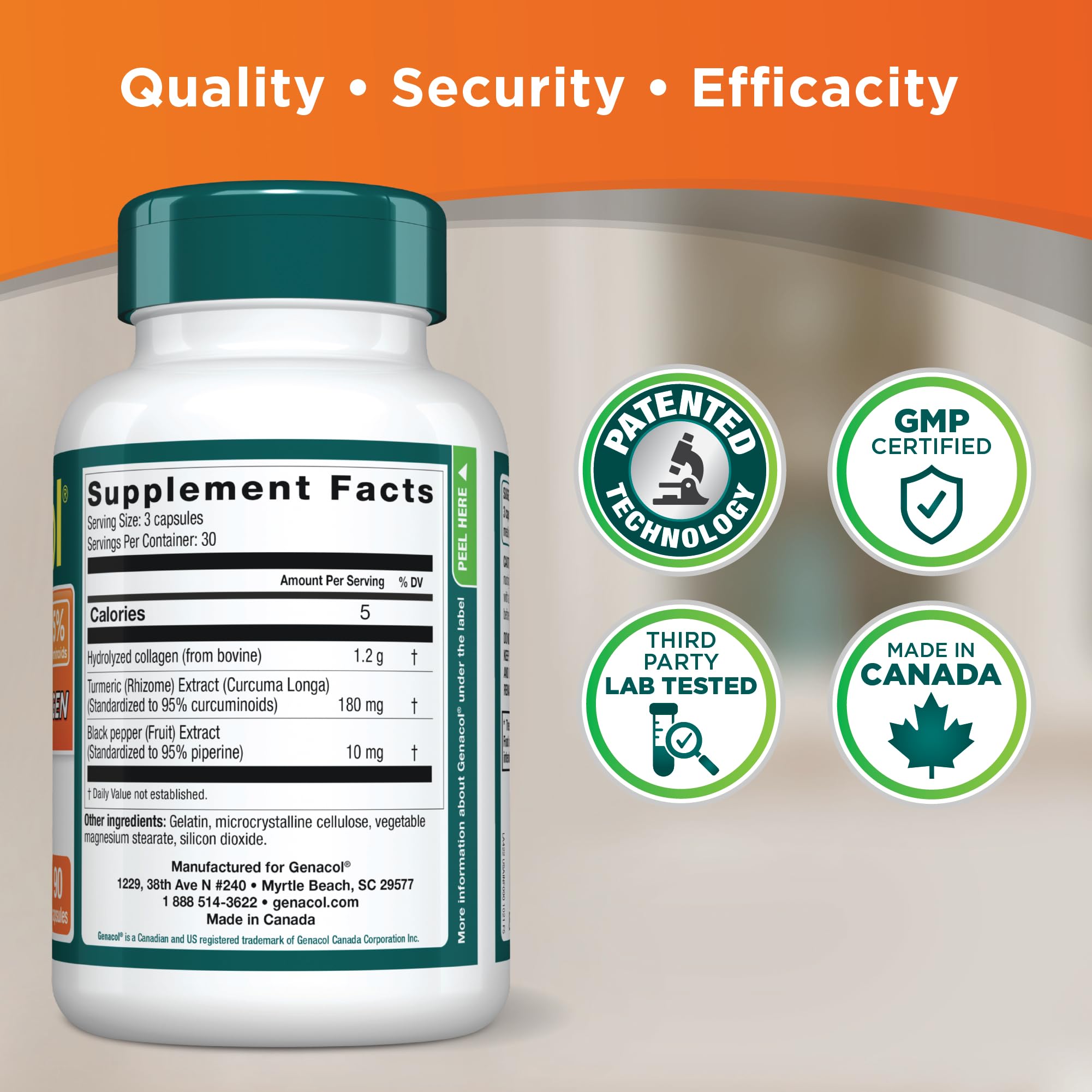 Genacol packaging back panel with usage directions