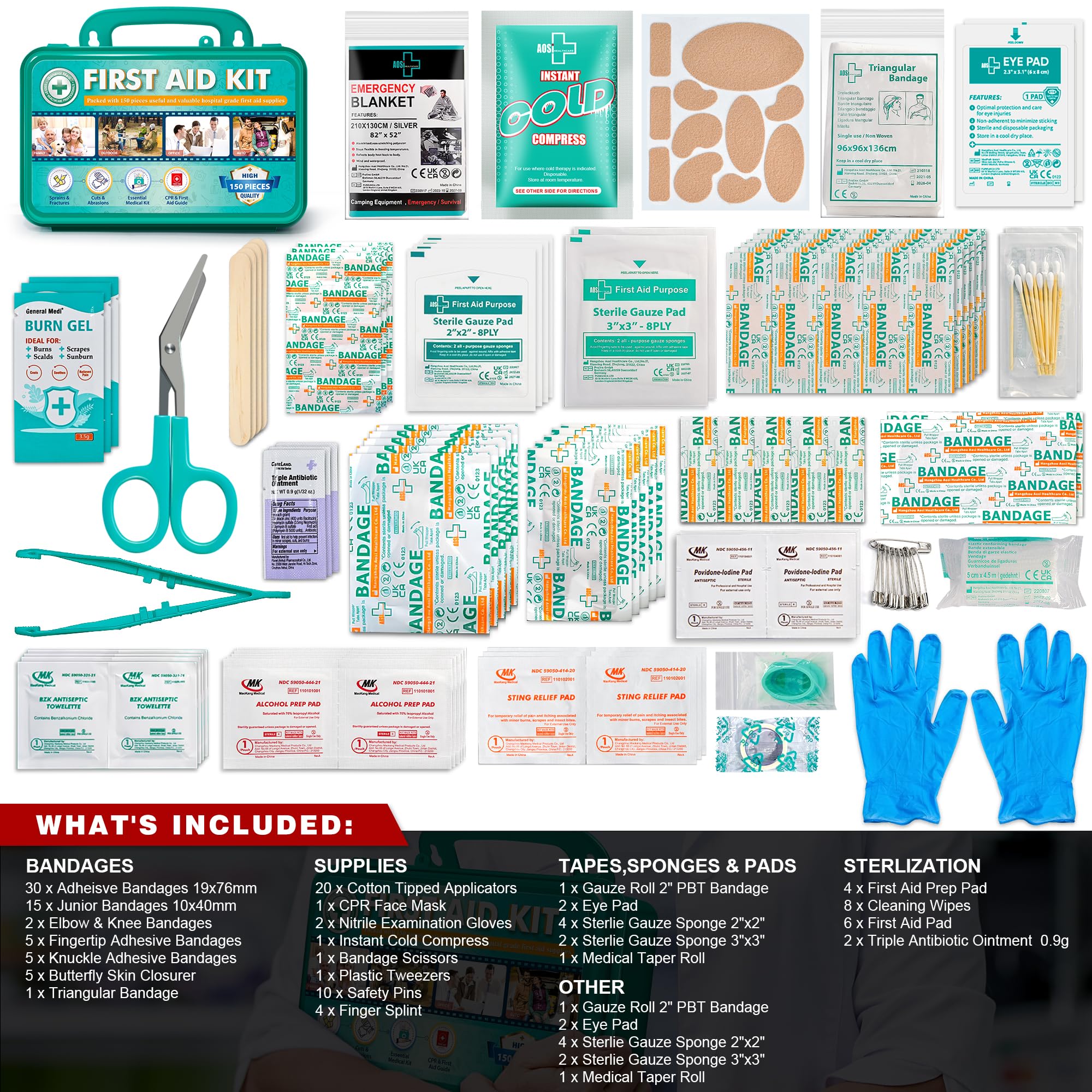 General Medi 150-piece supplies organized for quick access.