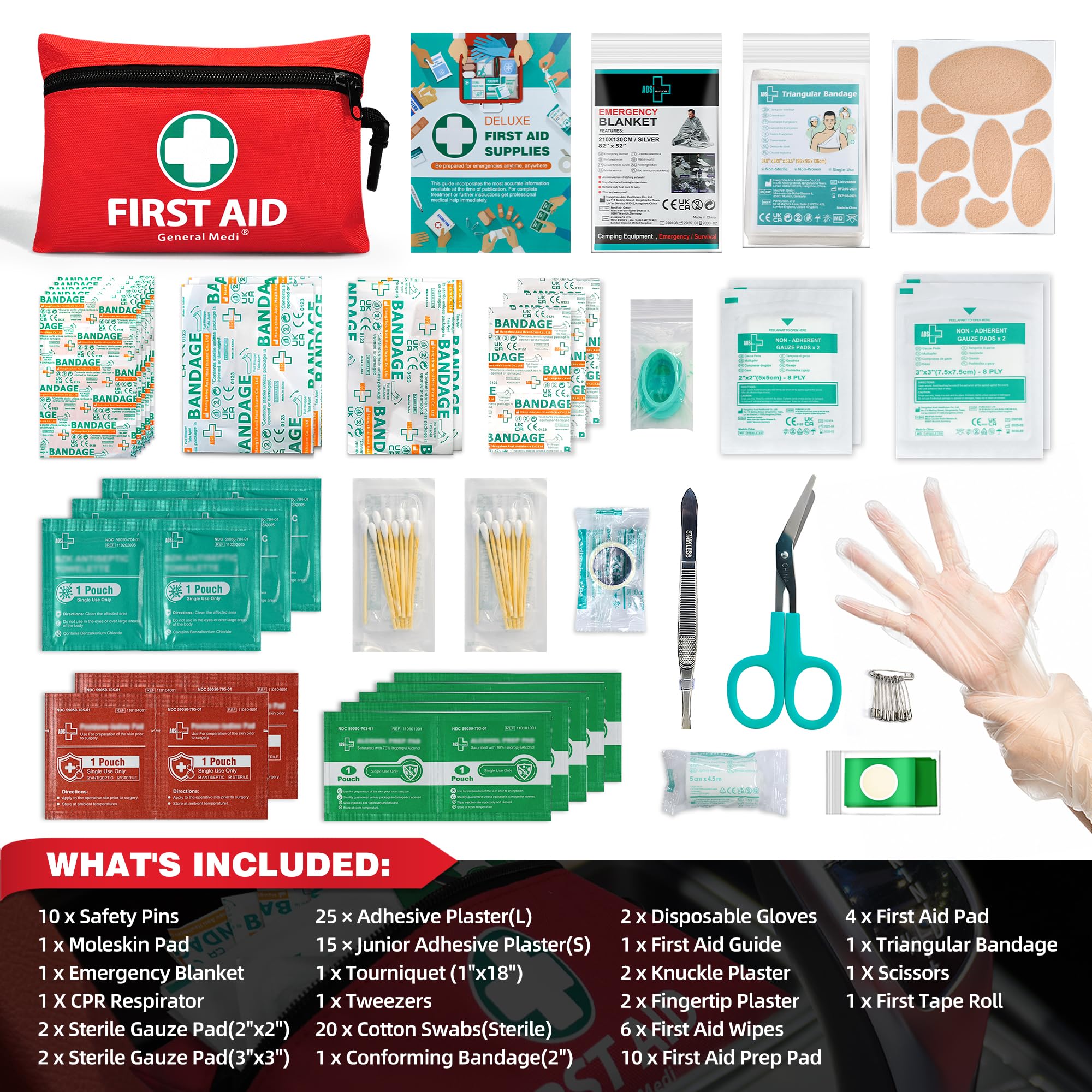Emergency foil blanket included in the General Medi kit for warmth and protection.
