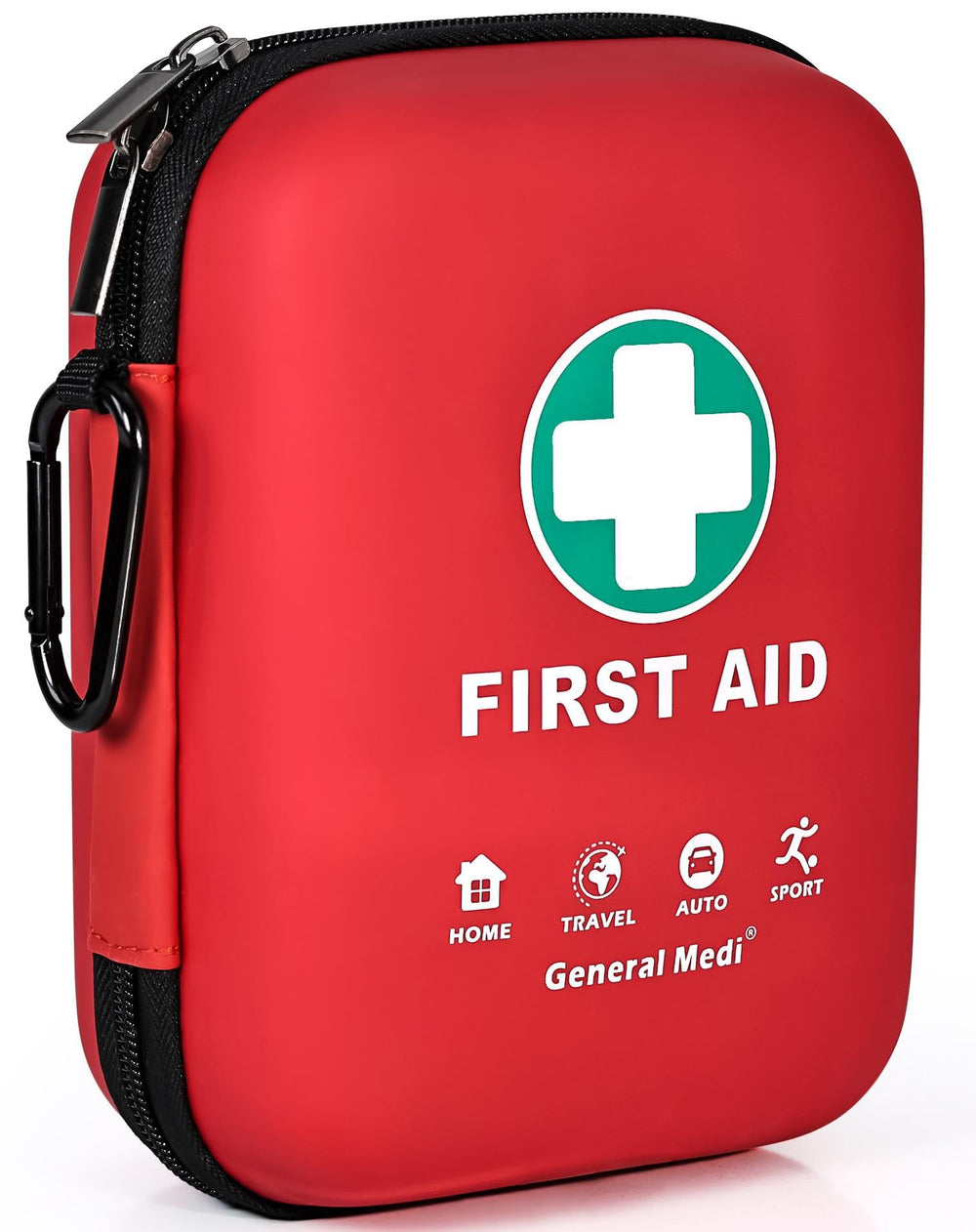 General Medi First Aid Kit in a red hard case showing travel readiness and home safety.
