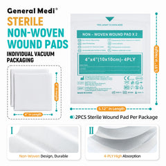 General Medi gasa 4ply absorbente para heridas pequeñas