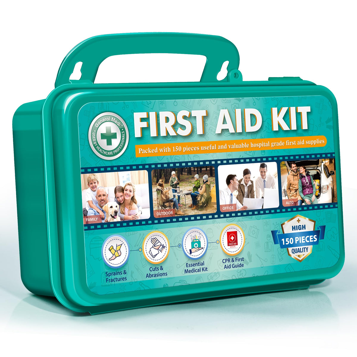 General Medi hardcase first aid kit in a closed case ready for travel.